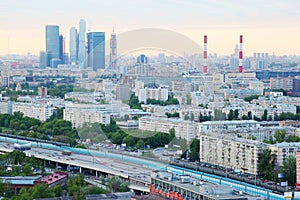 Moscow City complex and panorama of Moscow