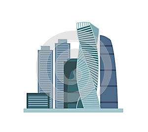 Moscow city flat vector illustration. Moscow international business center isolated on white background. Developing