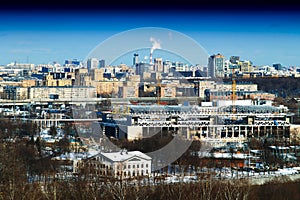 Moscow city near Luzhniki backdrop