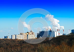 Moscow city near Luzhniki backdrop