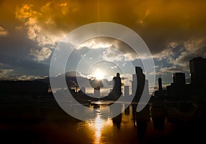 Moscow city silhouettes of skyscrapers background