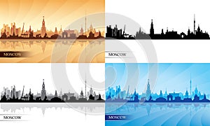 Moscow city skyline silhouette backgrounds set