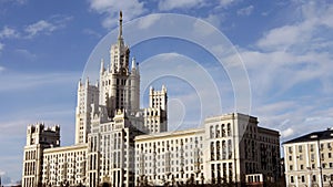 Moscow city stalin skyscraper timelapse view