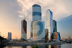 Moscow-city at the sunset