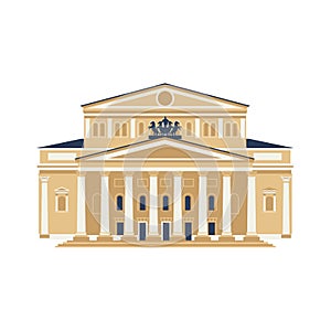 Moscow City Symbol. Bolshoy Theatre isolated on white background. Travel icon vector flat collection