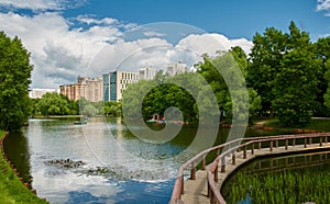 Moscow city Vorontsov park lake