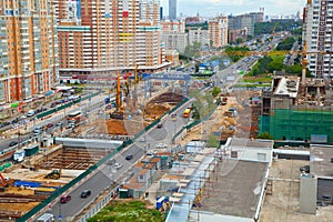 Moscow cityscape. building a temple. Michurinsky prospect