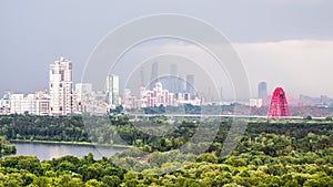 Moscow cityscape in the light mist