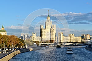 Moscow cityscape with Stalin`s high-rise building