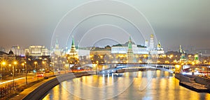 Moscow Cremlin panorama at night