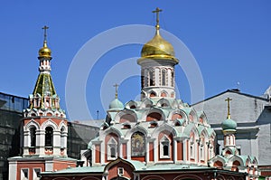Moscow. The dome of the Kazan Cathedral on red square is an active Orthodox Church, built in memory of the liberation of Moscow fr photo