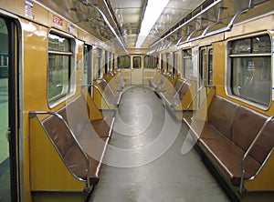 Moscow. Interior of a classic subway car