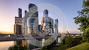 Moscow International Business Center or Moskva-City at dusk, Moscow, Russia