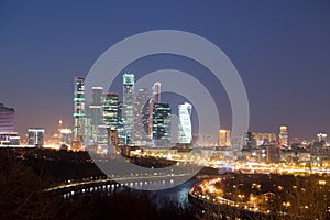 Moscow International Business Center at night