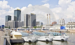 Moscow, International Trading Centre and cruise boats