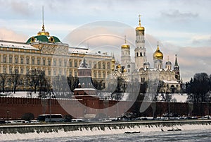 Moscow Kremlin architecture. Popular touristic landmark.