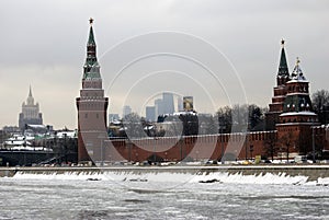 Moscow Kremlin architecture. Popular touristic landmark.