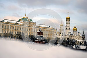 Moscow Kremlin architecture. Popular touristic landmark.