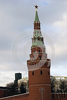 Moscow Kremlin architecture. Popular touristic landmark.