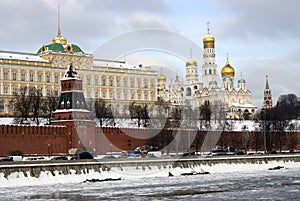 Moscow Kremlin architecture. Popular touristic landmark.