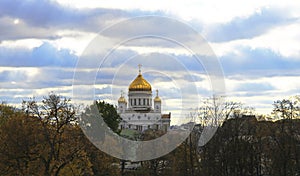 Moscow Kremlin fortress and Kremlin Cathedral inside an autumn time