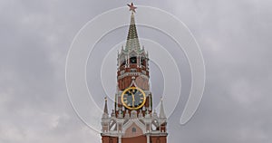 Moscow Kremlin Main Clock named Kuranti on Spasskaya Tower 12 hours . Red Square