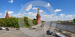 Moscow Kremlin and Moscow river on a sunny day