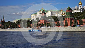 Moscow Kremlin, Moskva River quay, The Grand Kremlin Palace, The Cathedral of the Annunciation and The Cathedral of the