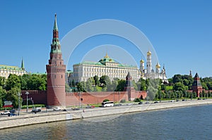 Moscow Kremlin and Moskva-river on a Sunny summer day, Russia