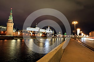 Moscow Kremlin Palace with Churches, and  wall Towers , Russia