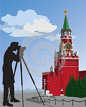 The Moscow Kremlin and photographer.Illustration