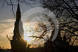 Moscow Kremlin silhouette. Color photo