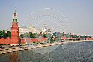 Moscow Kremlin in summer haze during sunset photo