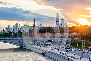 Moscow Kremlin towers at sunset, Russia