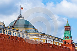 Moscow Kremlin wall Senate building and tower