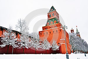 Moscow Kremlin in winter. Artistic collage.