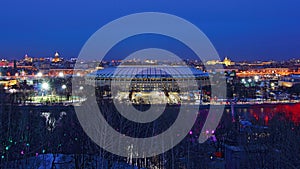 Moscow Luznniki stadium at winter night