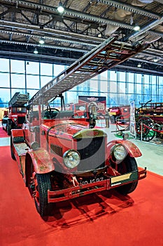 MOSCOW - MAR 09, 2018: Dennis 1929 fire truck at exhibition Ol