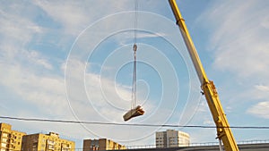 Moscow metro construction site. Cranes working and trains going through. Renovation