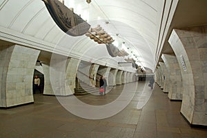 Moscow metro,interior of station Chekhovskaya