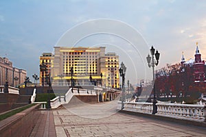 Moscow. Morning at the Manege square.