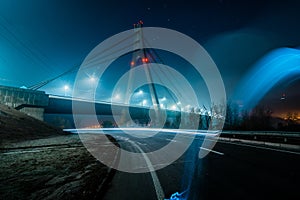 Moscow North bridge, night panorama