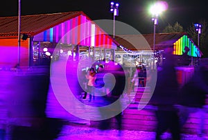 Ice rink in the Gorky park in Moscow. Night scene