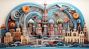Moscow Paper Quilling Style AI-Generated Illustration