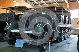 MOSCOW REGION, RUSSIA - JULY 30, 2006: German Sonderkraftfahrzeug Sd.Kfz. 7 in the Tank Museum, Kubinka near Moscow