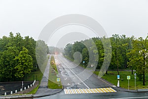 Moscow region, Vnukovo, Russia - May 29, 2020: Roads and facilities near the Vnukovo International Airport, Empty