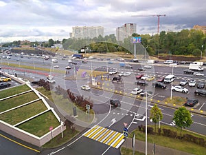 MKAD Moscow circle autumobile road from above