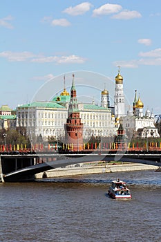 Moscow, river, Kremlin and gold domes