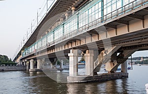 Moscow River, Luzhnetskaya Bridge (Metro Bridge) and promenade