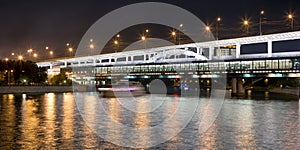 Moscow River, Luzhnetskaya Bridge (Metro Bridge) and promenade